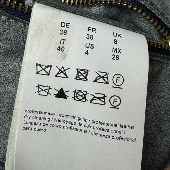 Hugo Boss Orange Genuine Leather Womens Biker Jacket in Silver/Grey - Picture 15 of 16